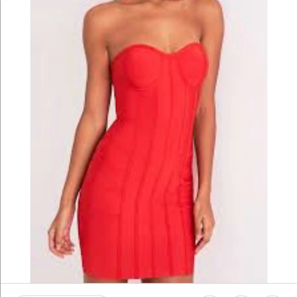 PrettyLittleThing Red Bandage Mini Dress